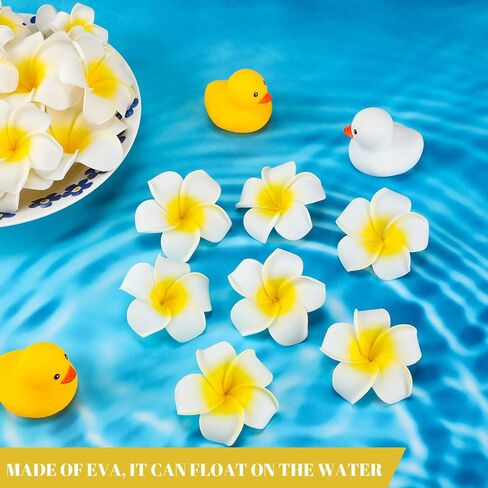 Crowye 160 Pcs Artificial Plumeria Flower Hawaiian White Foam Frangipani Petals Cap Hair Hat Wreath Floral DIY Craft for Home Beach Wedding Party Decoration (1.6 Inch,2.4 Inch,3.2 Inch) in Saudi Arabia