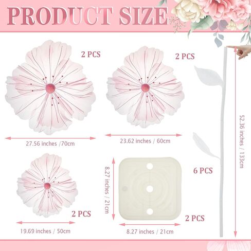 Hotop 1 Set 5.5 ft Wedding Giant Flowers Decorations Huge Artificial Flowers with Standing Base Wedding Decorations for Reception Artificial Banquet for Outdoor Ceremony Church (Colorful) in Saudi Arabia