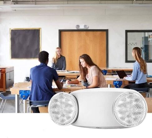 حزمة واحدة من مصابيح طوارئ LED بيضاء مع بطارية احتياطية، تركيبات إضاءة طوارئ قابلة للتعديل برأسين - مواد مقاومة للحريق - تركيبات إضاءة طوارئ/إضاءة طوارئ للمنزل. in Kuwait