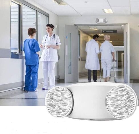 حزمة واحدة من مصابيح طوارئ LED بيضاء مع بطارية احتياطية، تركيبات إضاءة طوارئ قابلة للتعديل برأسين - مواد مقاومة للحريق - تركيبات إضاءة طوارئ/إضاءة طوارئ للمنزل. in Kuwait