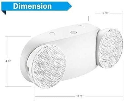 حزمة واحدة من مصابيح طوارئ LED بيضاء مع بطارية احتياطية، تركيبات إضاءة طوارئ قابلة للتعديل برأسين - مواد مقاومة للحريق - تركيبات إضاءة طوارئ/إضاءة طوارئ للمنزل. in Kuwait