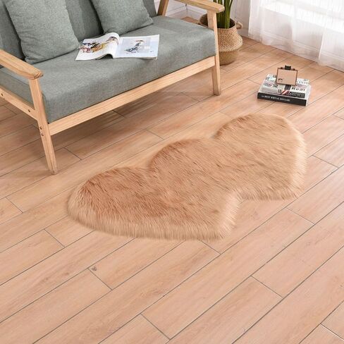 ABREEZE Dark Fluffy Rug, Heart Shape Rug, Heart Runner Rug, Non-Slip Runner Rug, Solid Color Carpet for Living Room Bedroom Home Decor 24"x47" in Saudi Arabia