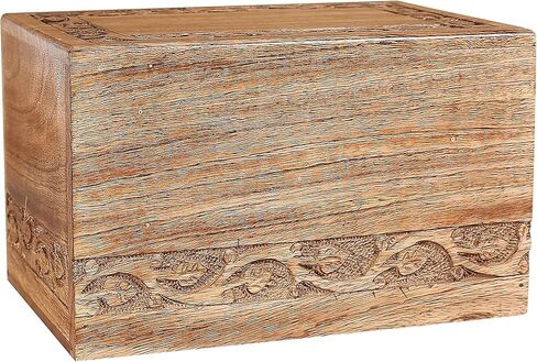 الجرار الخشبية المحفورة على شكل فراش لرماد الإنسان، بني داكن، الجرار التذكارية من الخشب الهندي الطبيعي للكلاب، الجرار الخشبية المصنوعة يدويًا، صندوق خشبي (كبير - 7 × 5 × 3.75 بوصة) in Kuwait