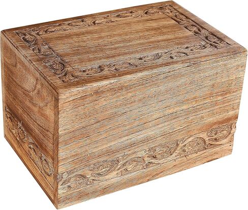 الجرار الخشبية المحفورة على شكل فراش لرماد الإنسان، بني داكن، الجرار التذكارية من الخشب الهندي الطبيعي للكلاب، الجرار الخشبية المصنوعة يدويًا، صندوق خشبي (كبير - 7 × 5 × 3.75 بوصة) in Kuwait