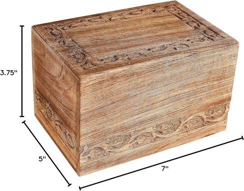 الجرار الخشبية المحفورة على شكل فراش لرماد الإنسان، بني داكن، الجرار التذكارية من الخشب الهندي الطبيعي للكلاب، الجرار الخشبية المصنوعة يدويًا، صندوق خشبي (كبير - 7 × 5 × 3.75 بوصة) in Kuwait