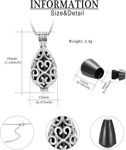 Cremation Urn Memorial Pendant Necklace with Hollow Urn Cremation Jewelry for Ashes Teardrop Keepsake Necklace Memorial Cremation Gift for Human Gift for Loss of Loved One in Saudi Arabia