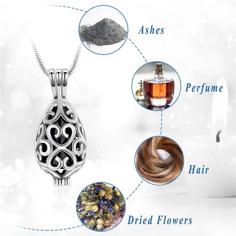Cremation Urn Memorial Pendant Necklace with Hollow Urn Cremation Jewelry for Ashes Teardrop Keepsake Necklace Memorial Cremation Gift for Human Gift for Loss of Loved One in Saudi Arabia
