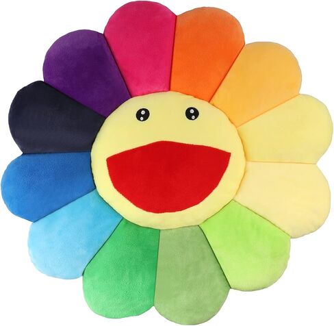 Sunflower Flower Plush Pillow, SoRainbow Sunflower Flower Plush Pillow, Face Murakami Flower Floor Plush Pillow Sofa Cushion Mat Pillow Colorful Plush Toy for Room Decor in Saudi Arabia