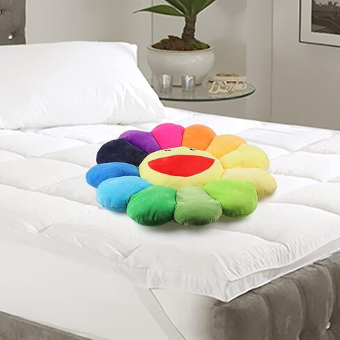 Sunflower Flower Plush Pillow, SoRainbow Sunflower Flower Plush Pillow, Face Murakami Flower Floor Plush Pillow Sofa Cushion Mat Pillow Colorful Plush Toy for Room Decor in Saudi Arabia