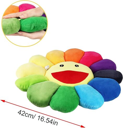 Sunflower Flower Plush Pillow, SoRainbow Sunflower Flower Plush Pillow, Face Murakami Flower Floor Plush Pillow Sofa Cushion Mat Pillow Colorful Plush Toy for Room Decor in Saudi Arabia