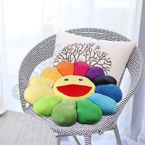 Sunflower Flower Plush Pillow, SoRainbow Sunflower Flower Plush Pillow, Face Murakami Flower Floor Plush Pillow Sofa Cushion Mat Pillow Colorful Plush Toy for Room Decor in Saudi Arabia