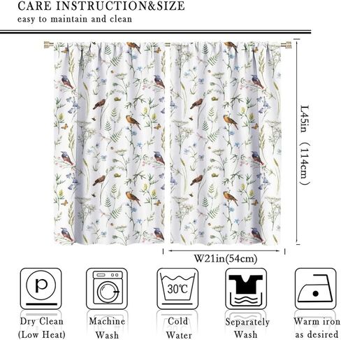 Rustic Bird Curtains, Retro Wooden Colorful Birds Floral Rustic Farmhouse Boho Prints Blackout Window Treatments Drapes for Bedroom Living Room,2-Panel Set & Rod Pocket42x45in in Kuwait
