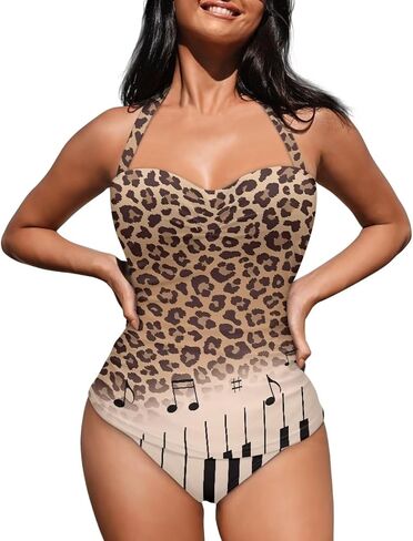 Women One Piece Swimwear Halter Tummy Control Vintage Retro Swimsuit Ruched Push Up Bathing Suit Size S-XXL in Saudi Arabia