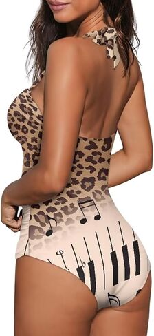 Women One Piece Swimwear Halter Tummy Control Vintage Retro Swimsuit Ruched Push Up Bathing Suit Size S-XXL in Saudi Arabia