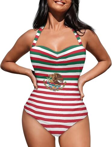 Women One Piece Swimwear Halter Tummy Control Vintage Retro Swimsuit Ruched Push Up Bathing Suit Size S-XXL in Saudi Arabia
