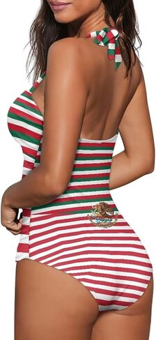 Women One Piece Swimwear Halter Tummy Control Vintage Retro Swimsuit Ruched Push Up Bathing Suit Size S-XXL in Saudi Arabia