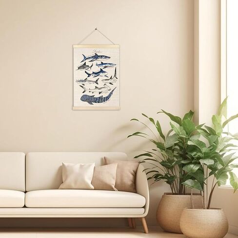 Ecezatik Sharks Poster Hanger Frame, Shark Wall Art, Beach Room Decor, Coastal Home Decor, Shark Hanging Wall Decor for Classroom Nursery Boys Room, Shark Gifts for Shark Lovers, 12x16 in Saudi Arabia