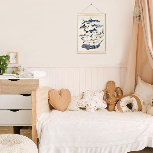 Ecezatik Sharks Poster Hanger Frame, Shark Wall Art, Beach Room Decor, Coastal Home Decor, Shark Hanging Wall Decor for Classroom Nursery Boys Room, Shark Gifts for Shark Lovers, 12x16 in Saudi Arabia