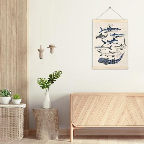 Ecezatik Sharks Poster Hanger Frame, Shark Wall Art, Beach Room Decor, Coastal Home Decor, Shark Hanging Wall Decor for Classroom Nursery Boys Room, Shark Gifts for Shark Lovers, 12x16 in Saudi Arabia