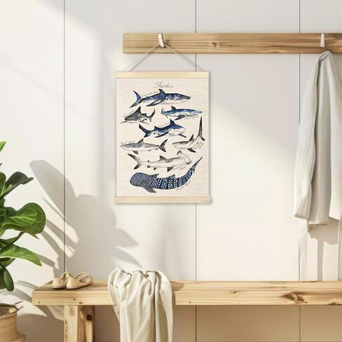 Ecezatik Sharks Poster Hanger Frame, Shark Wall Art, Beach Room Decor, Coastal Home Decor, Shark Hanging Wall Decor for Classroom Nursery Boys Room, Shark Gifts for Shark Lovers, 12x16 in Saudi Arabia