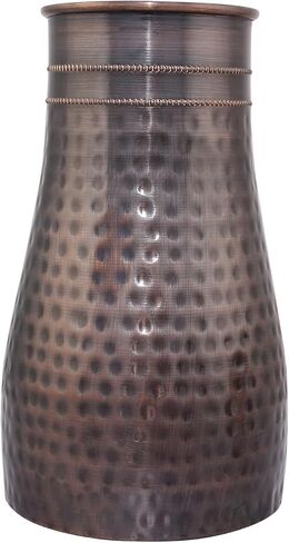 AAYUVEDA® Hammered Pure Copper Bedroom Water Bottle 34oz, with In-Built Tumbler (Loose Lid, Pack of 1) in Saudi Arabia