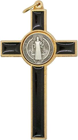 Saint Benedict Medal Crucifix | Patron Saint of Students and Europe | Includes Case and Cord | Great Catholic Gift for First Holy Communion and Confirmation (Black) in Saudi Arabia