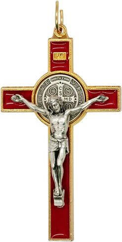Saint Benedict Medal Crucifix | Patron Saint of Students and Europe | Includes Case and Cord | Great Catholic Gift for First Holy Communion and Confirmation (Black) in Saudi Arabia