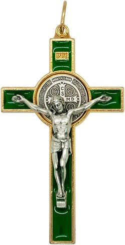 Saint Benedict Medal Crucifix | Patron Saint of Students and Europe | Includes Case and Cord | Great Catholic Gift for First Holy Communion and Confirmation (Black) in Saudi Arabia