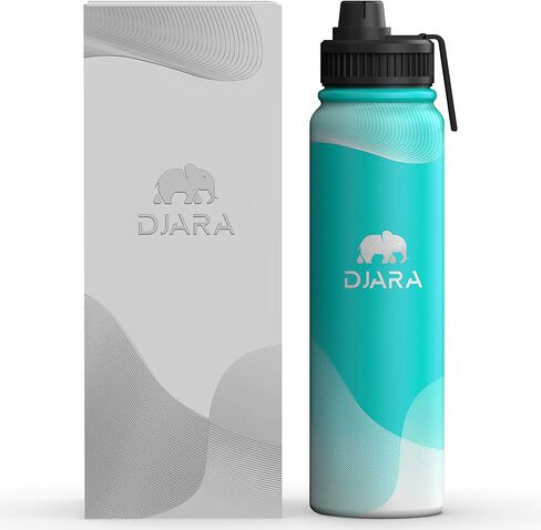 زجاجة مياه معزولة - مقاومة للتسرب، خالية من مادة BPA، فم واسع، لممارسة الرياضة، صالة الألعاب الرياضية، السفر، زجاجة معزولة بالفراغ من الفولاذ المقاوم للصدأ (أسود) 34oz in Saudi Arabia