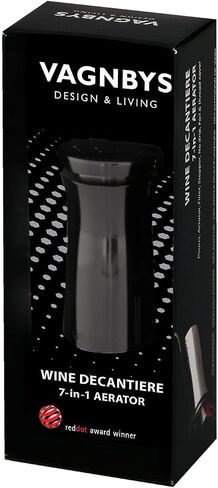 Wine Aerator 7-in-1 - VAGNBYS Wine Decanter with Aerator, Wine Filter, Wine Pourer, Wine Stopper, and Wine Dispenser All-In-One Product - Decantiere (Stainless Silver) in Saudi Arabia