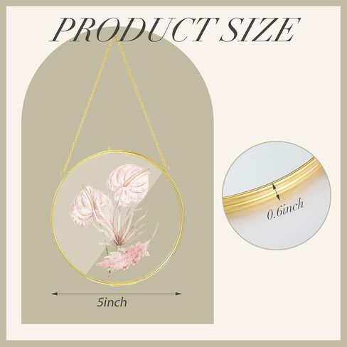 Qunclay 4 Pcs Double Glass Frame for Pressed Flowers Round Glass Frame Hanging Herbarium Frame Floating Flower Press Frame Clear DIY Vintage Artwork Display Frame, Frame Only(Black, 8 Inch) in Saudi Arabia