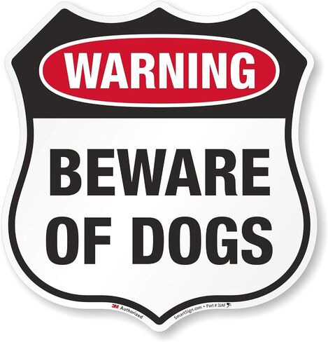 SmartSign Warning Beware of Dogs Decal Set | One 3.75"x5.5" & Two 2.75"x4" Reflective Adhesive Labels/Sticker in Saudi Arabia