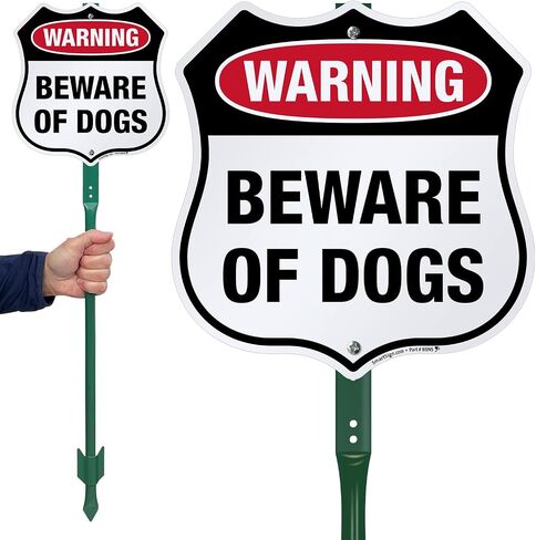 SmartSign Warning Beware of Dogs Decal Set | One 3.75"x5.5" & Two 2.75"x4" Reflective Adhesive Labels/Sticker in Saudi Arabia