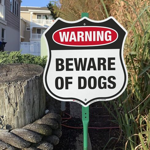 SmartSign Warning Beware of Dogs Decal Set | One 3.75"x5.5" & Two 2.75"x4" Reflective Adhesive Labels/Sticker in Saudi Arabia