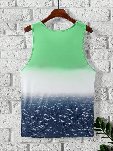 Men's Sleeveless Tank Top Colorblock Scoop Neck Casual Gym Muscle Tank Top Vacation Beach Tops in Saudi Arabia