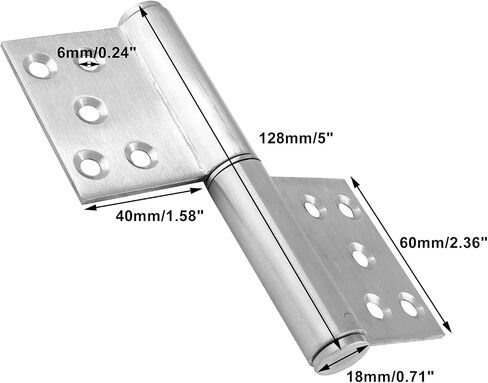5 Inch Heavy Duty Lift Off Hinges, 304 Stainless Steel Detachable Door Hinge with 10 Mounting Countersunk Holes, Lift Off Hinges for Window Cabinet Door, Set of 4 in Saudi Arabia