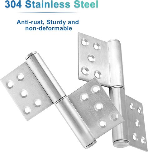 5 Inch Heavy Duty Lift Off Hinges, 304 Stainless Steel Detachable Door Hinge with 10 Mounting Countersunk Holes, Lift Off Hinges for Window Cabinet Door, Set of 4 in Saudi Arabia