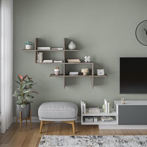 رف حائط من Ada Home Decor Warren Modern Oak مقاس 32.5 بوصة ارتفاع × 59 بوصة عرض × 8.5 بوصة عمق/وحدة تخزين/رفوف in Saudi Arabia
