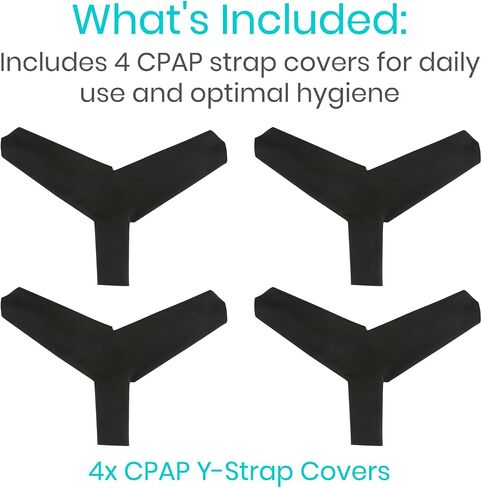 Vive CPAP Strap Covers (4 Pack, Black) - CPAP Mask Cover Soft to Remove Red Cheek Line Marks - CPAP Headgear Strap Cover to Reduce Pressure - CPAP Hair Protector and Face Cushion Pads - CPAP Supplies in Saudi Arabia
