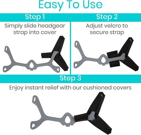 Vive CPAP Strap Covers (4 Pack, Black) - CPAP Mask Cover Soft to Remove Red Cheek Line Marks - CPAP Headgear Strap Cover to Reduce Pressure - CPAP Hair Protector and Face Cushion Pads - CPAP Supplies in Saudi Arabia