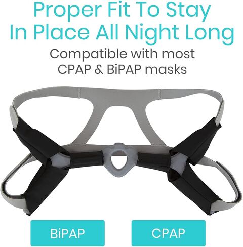 Vive CPAP Strap Covers (4 Pack, Black) - CPAP Mask Cover Soft to Remove Red Cheek Line Marks - CPAP Headgear Strap Cover to Reduce Pressure - CPAP Hair Protector and Face Cushion Pads - CPAP Supplies in Saudi Arabia