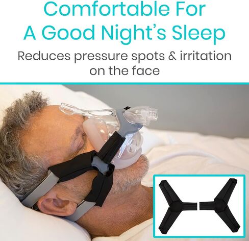 Vive CPAP Strap Covers (4 Pack, Black) - CPAP Mask Cover Soft to Remove Red Cheek Line Marks - CPAP Headgear Strap Cover to Reduce Pressure - CPAP Hair Protector and Face Cushion Pads - CPAP Supplies in Saudi Arabia