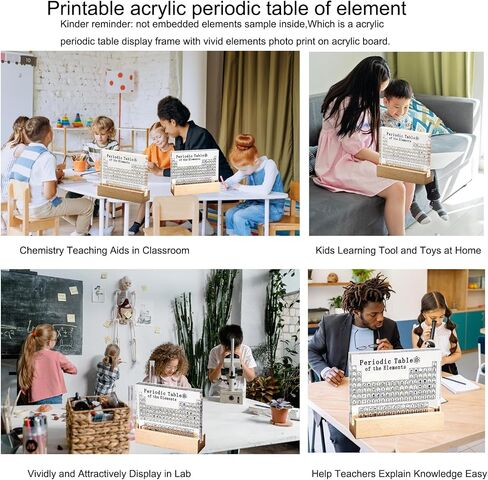 Periodic Table of Elements Photo Frame with color light base, Acrylic Periodic Table Display with Elements Print on Back side, Kids Teacher's Gifts Desktop Ornaments (5.9x4.5x0.7 inch) in Saudi Arabia