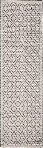 سجادة SAFAVIEH Vermont Collection Runner - 2'3" x 14'، عاجي وأسود، صوف مصنوع يدويًا، مثالية للمناطق ذات حركة المرور العالية في غرفة المعيشة وغرفة النوم (VRM304Z) in Saudi Arabia