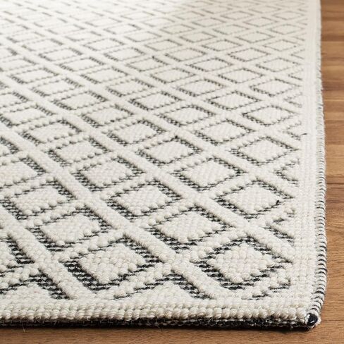 سجادة SAFAVIEH Vermont Collection Runner - 2'3" x 14'، عاجي وأسود، صوف مصنوع يدويًا، مثالية للمناطق ذات حركة المرور العالية في غرفة المعيشة وغرفة النوم (VRM304Z) in Saudi Arabia