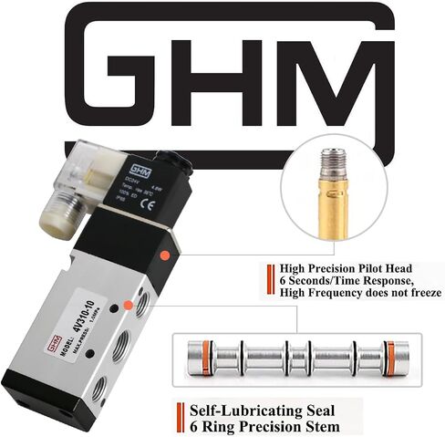 GHM Pneumatics Solenoid Valve 1/4''npt DC12V 3Way2Position Single Coil Pilot-Operated Electric Solenoid Valve 4V310-10 in Saudi Arabia