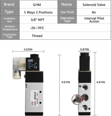 GHM Pneumatics Solenoid Valve 1/4''npt DC12V 3Way2Position Single Coil Pilot-Operated Electric Solenoid Valve 4V310-10 in Saudi Arabia