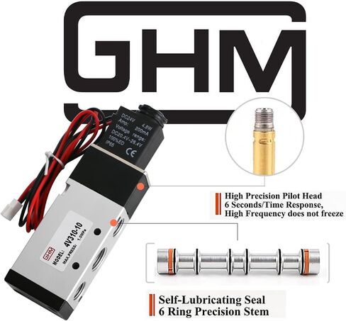 GHM Pneumatics Solenoid Valve 1/4''npt DC12V 3Way2Position Single Coil Pilot-Operated Electric Solenoid Valve 4V310-10 in Saudi Arabia