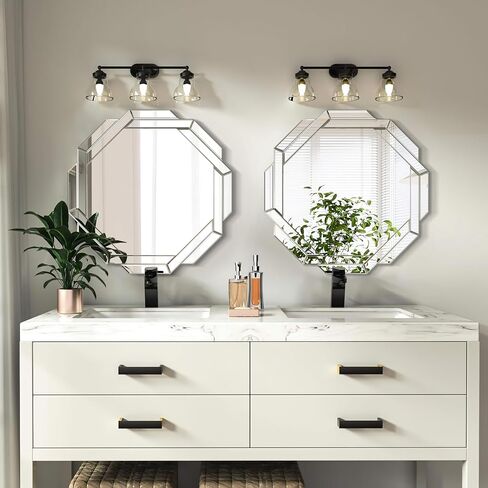 Bathroom Mirror 20"X28" Wall Mirror Decorative, Beveled Edge Frameless Mirror for Wall Octagonal Decorative Mirror Large Accent Mirror for Bathroom, Bedroom, Living Room and Enterway in Saudi Arabia