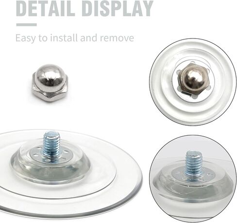 6 قطع أكواب شفط مع براغي 85 مم/ 3.4 بوصة كوب شفط بقطر بلاستيكي M8*10 مم برغي طويل مع صامولة، للأبواب والنوافذ والبلاط والزجاج الأمامي للسيارة وعتبات نافذة القطط in Kuwait